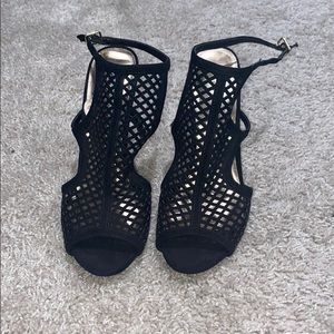 Black mesh heels
